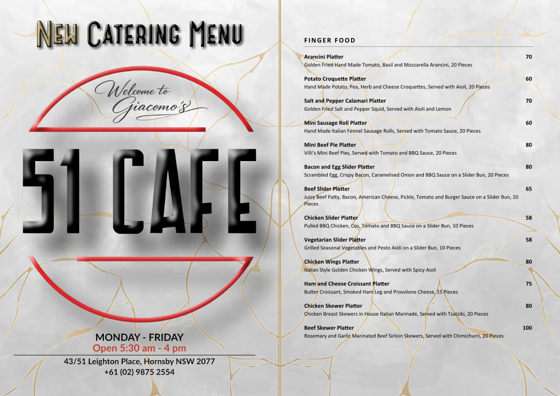 Corporate A menu