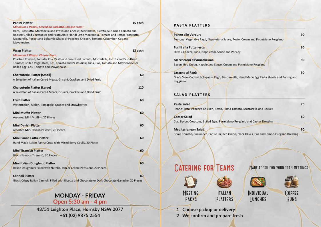 Corporate B menu
